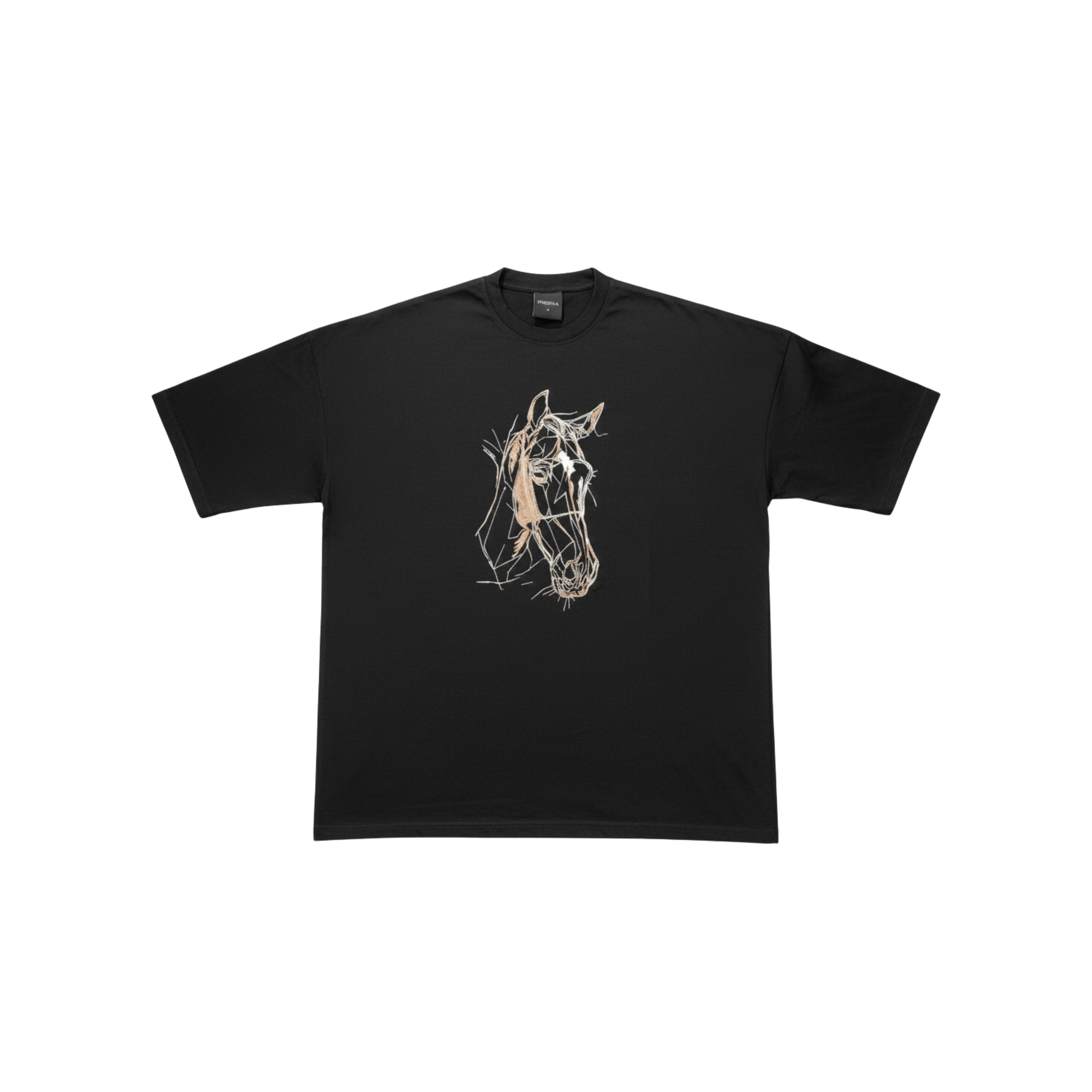Embroided horse Cotton T Shirt